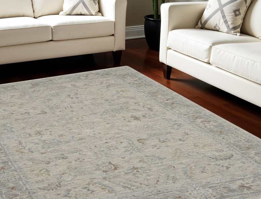 8' X 10' Floral Medallion Area Rug - Beige And Gray