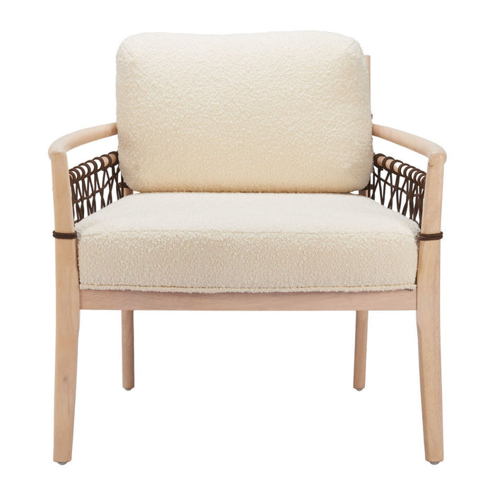Upholstered Solid Wood Arm Chair - Ivory