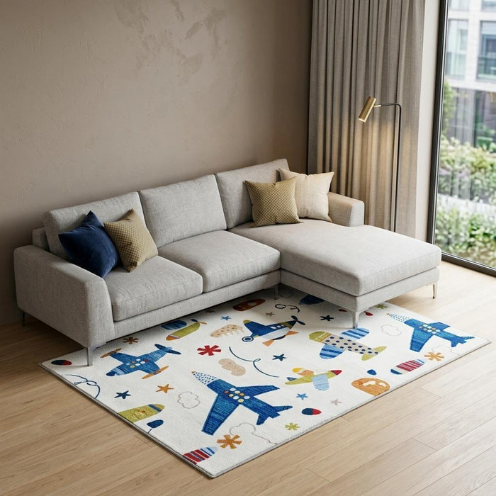 8' X 11' Abstract Area Rug (530610) - Cream / Blue
