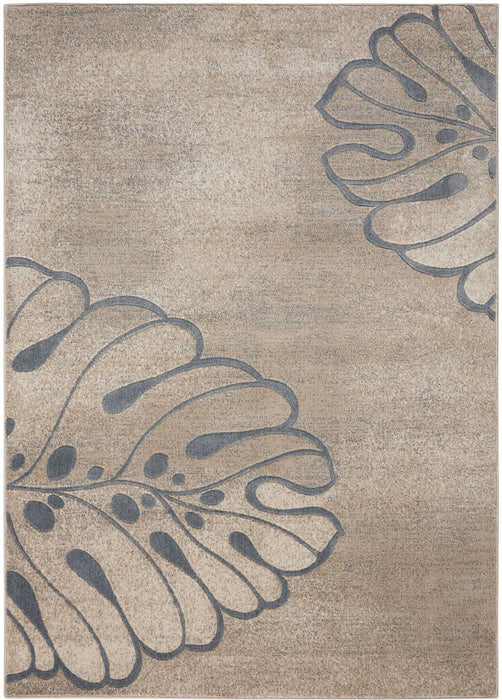 9' X 13' Boical Leaves Non Skid Area Rug - Ivory