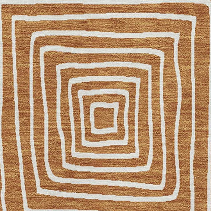10' X 14' Geometric Washable Area Rug With UV Protection (681929) - Rust / Beige