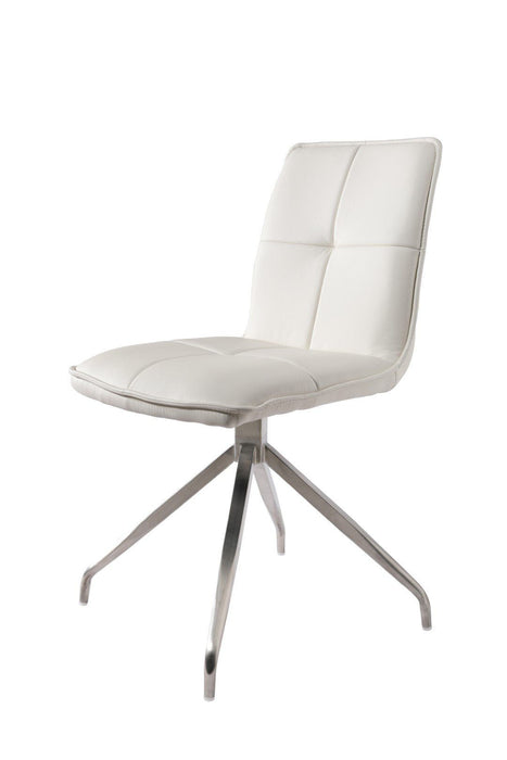 Dining Side Chairs Upholstered Faux Leather (Set of 2) - White / Silver