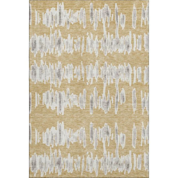 10' X 14' Striped Washable Area Rug With UV Protection (671960) - Gold / Beige