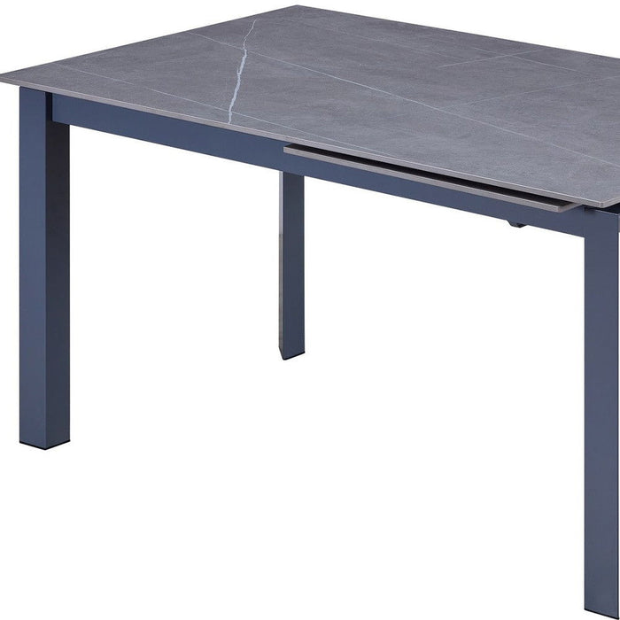 55" Ceramic And Metal Self-Storing Leaf Extendable Dining Table - Gray