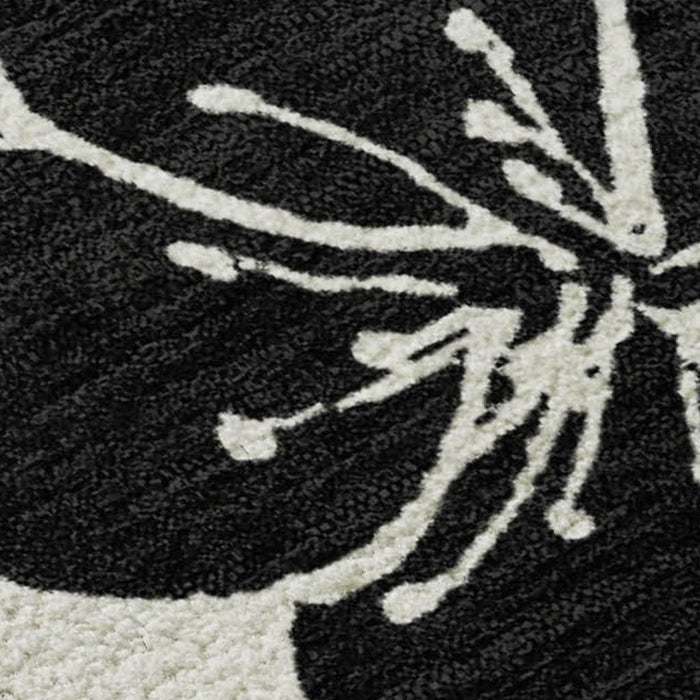 10' X 14' Floral Washable Area Rug With UV Protection (681161) - Ivory / Black
