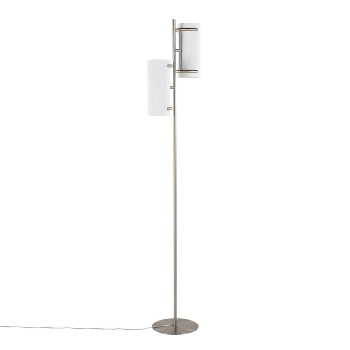 Rhonda - Floor Lamp - Brushed Nickel With White Shade