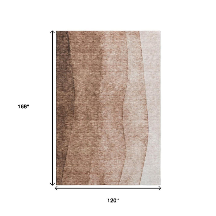 10' X 14' Ombre Washable Area Rug With UV Protection (652713) - Brown / Beige