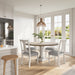 Giga Tannen round 5-piece dining table set with white and gray finish, includes four chairs and a matching table for dining room.