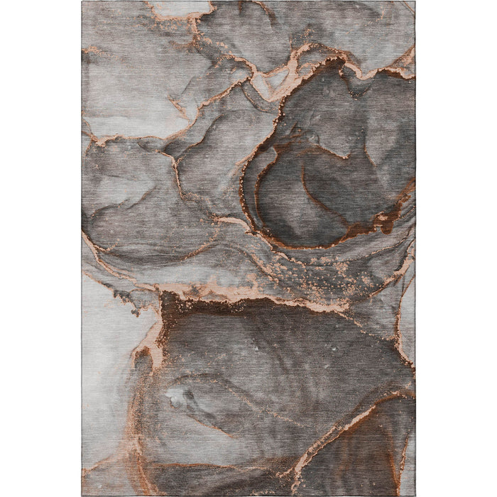 8' X 10' Abstract Washable Area Rug With UV Protection (647450) - Peach / Gray