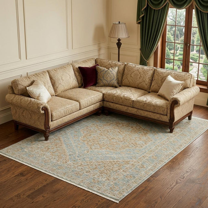7' X 10' Medallion Area Rug With Fringe (575125) - Brown