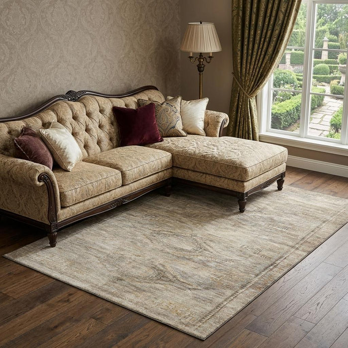 10' X 14' Abstract Geometric Washable Area Rug With UV Protection (695384) - Brown / Beige / Taupe
