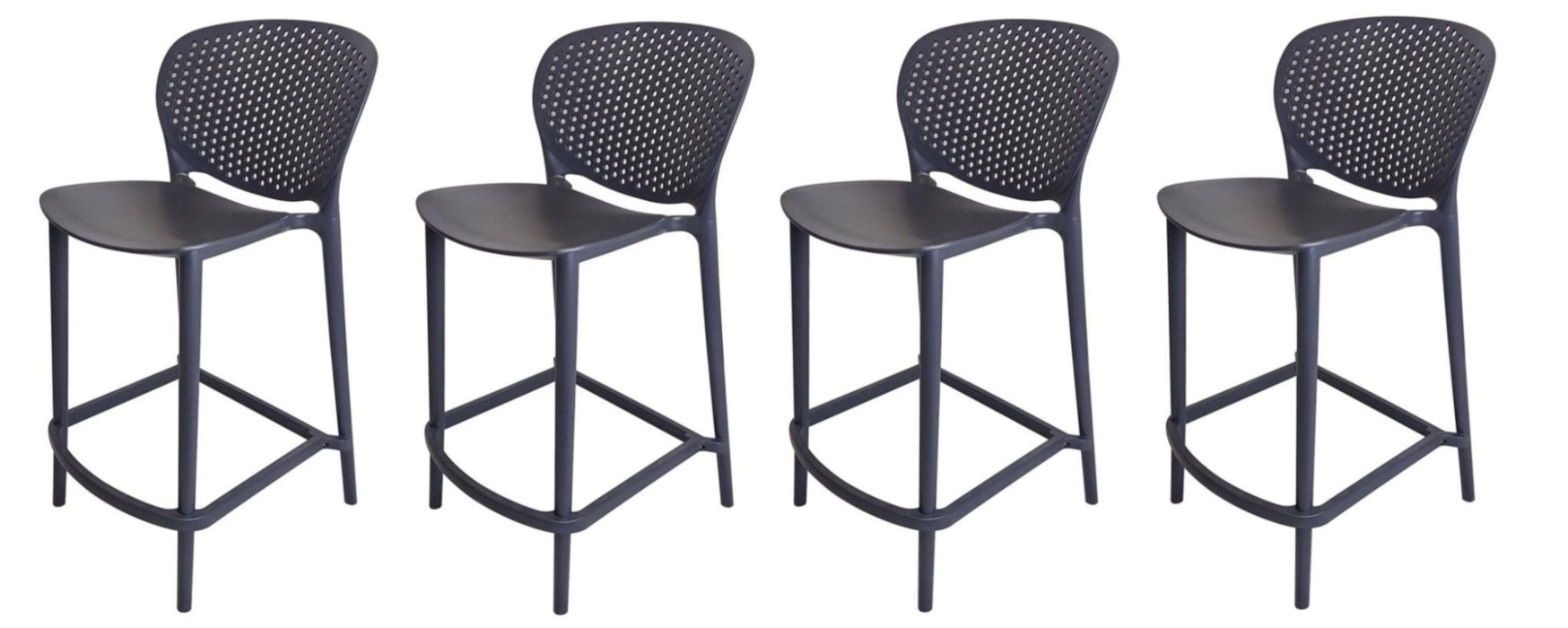 26" Contemporary Heavy Duty Plastic Low Back Counter Height Bar Chairs (Set of 4) - Dark Gray