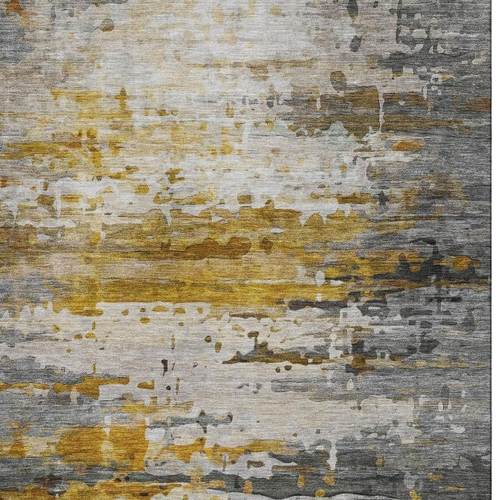 10' X 14' Abstract Washable Area Rug With UV Protection (715417) - Copper / Gray