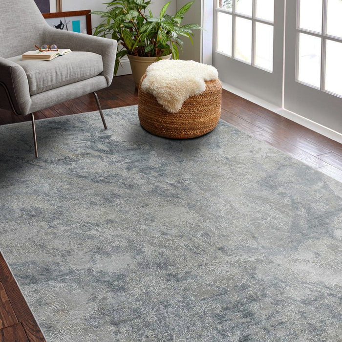 9' x 12' Abstract Power Loom Area Rug - Blue Gray