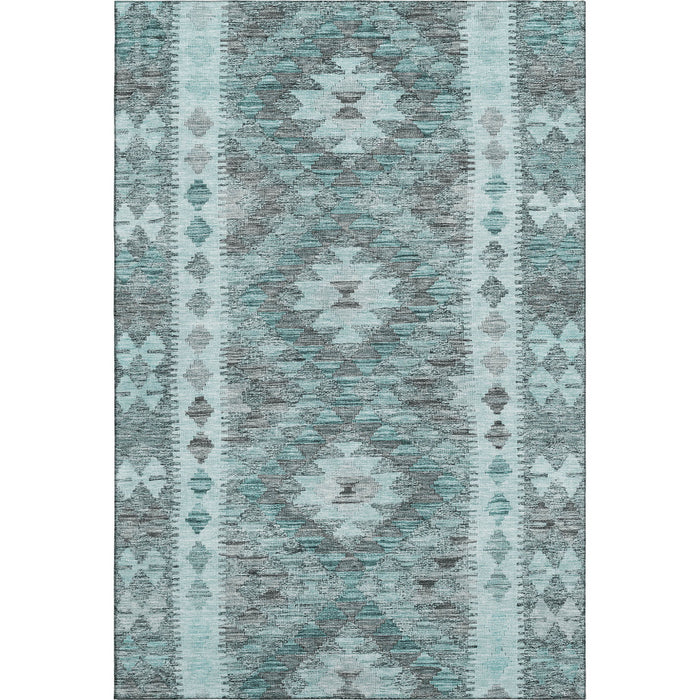 10' X 14' Geometric Washable Area Rug With UV Protection (691848) - Teal / Gray / Aqua