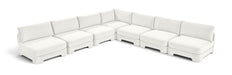 Meridian Furniture Hammond velvet performance fabric 7-piece armless sectional sofa in a modern stationary design.