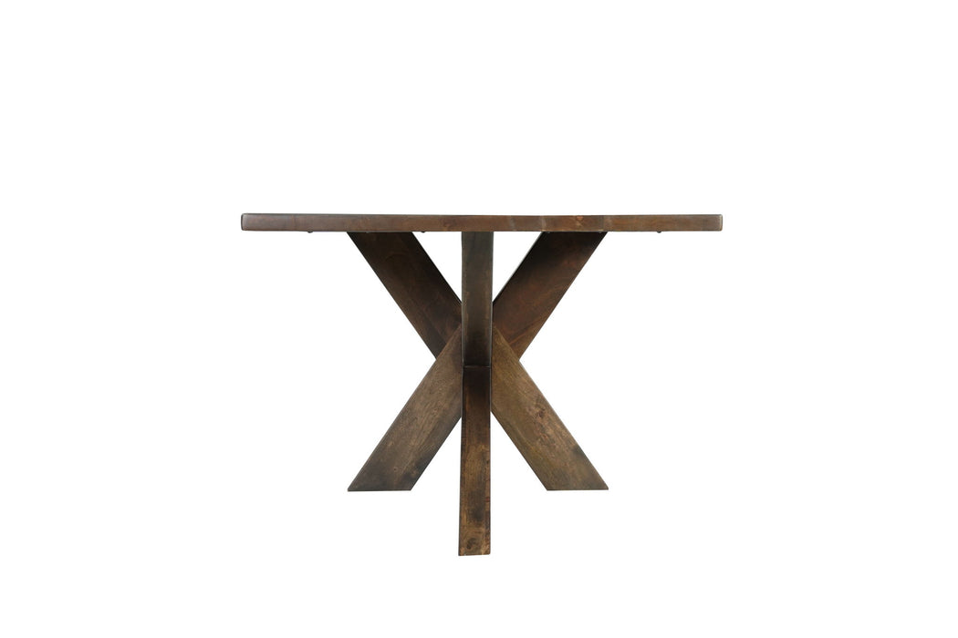 Solid Wood Cross Leg Base Dining Table - Brown