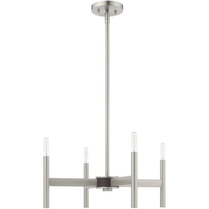 20'' Four Light Dimmable Chandelier With Shades - Nickel