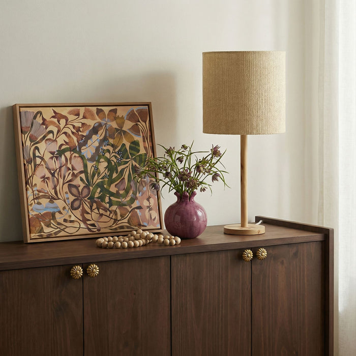 Lamia - Burl and Raffia Designer Table Lamp - Natural