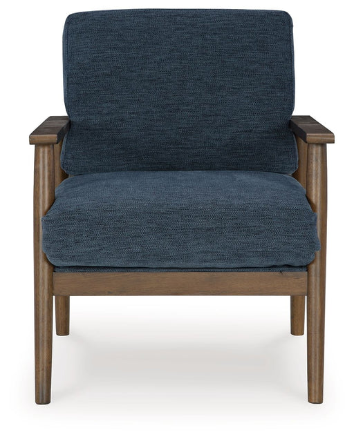 Signature Design by Ashley Bixler Showood Accent Chair with wooden legs and plush upholstery, stylish and comfortable for living rooms.