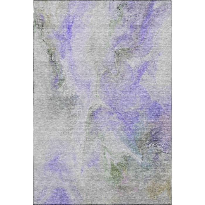 10' X 14' Abstract Washable Area Rug With UV Protection (696995) - Lavender / Gray / Silver
