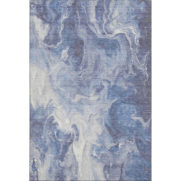 10' X 14' Abstract Washable Area Rug With UV Protection (697242) - Navy Blue / Ivory