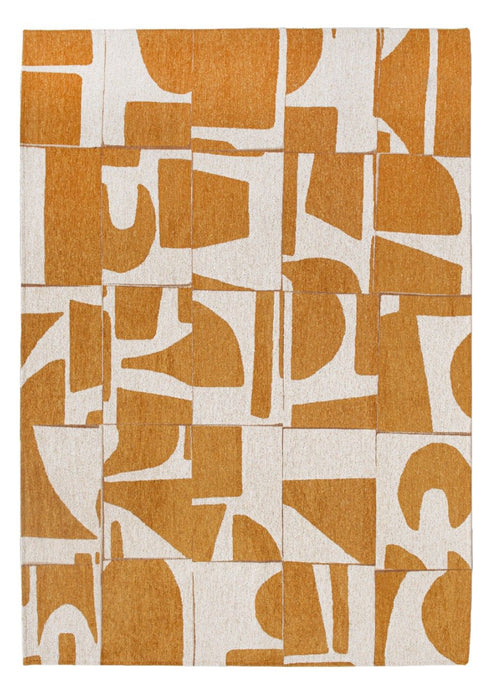 10' Geometric Washable Runner Rug (551991) - White / Yellow