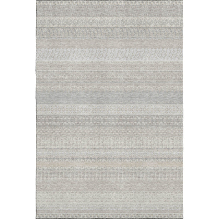 10' X 14' Striped Washable Area Rug With UV Protection (649942) - Ivory / Beige