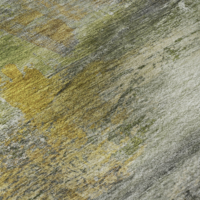 10' X 14' Abstract Washable Area Rug With UV Protection (715567) - Olive Green / Gray