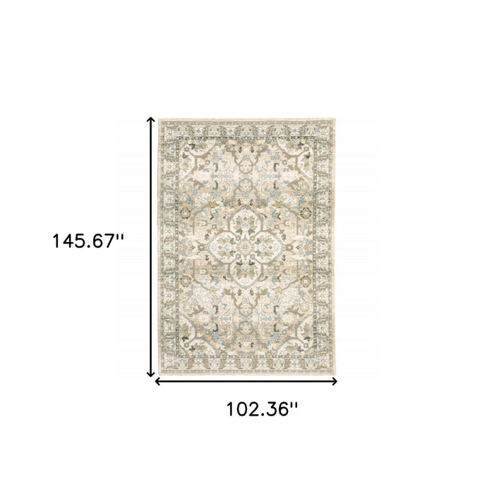 8.5' x 12.1' Medallion Area Rug - Beige And Ivory