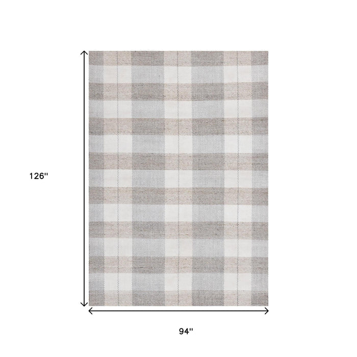 8' X 11' Geometric Hand Woven Area Rug (661334) - Cream / Gray
