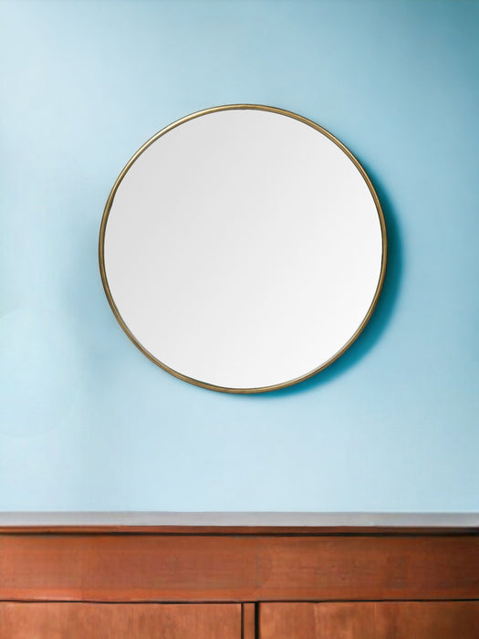 47" Round Metal Framed Accent Mirror - Gold