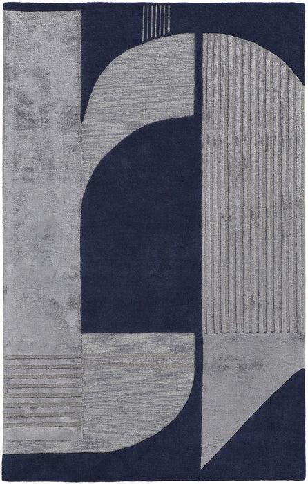 9' x 12' Wool Geometric Tufted Handmade Area Rug - Blue And Silver