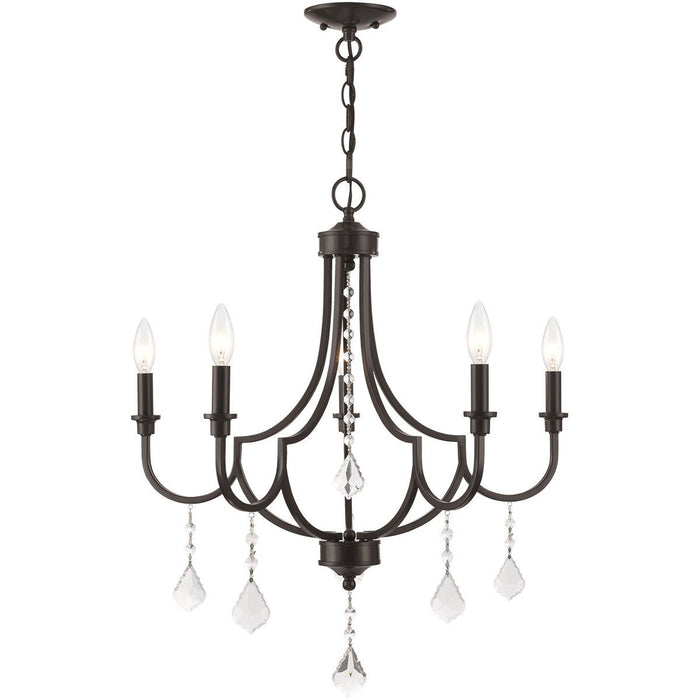 27" Five-Light Dimmable Chandelier With Shades - Bronze