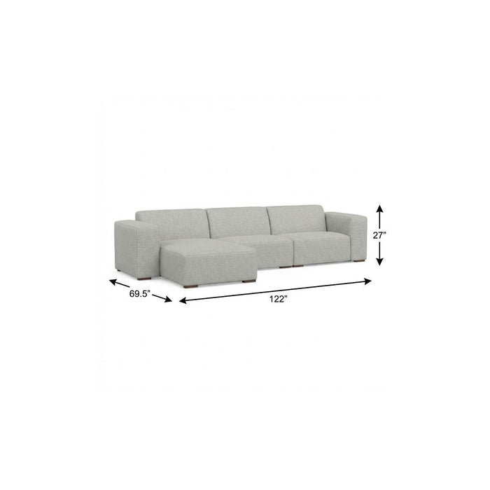 122" Fabric Modular Sofa With Brown Legs - Gray