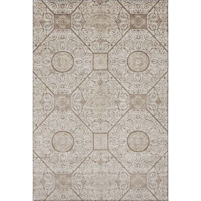 10' X 14' Geometric Washable Area Rug With UV Protection (700029) - Beige / Brown