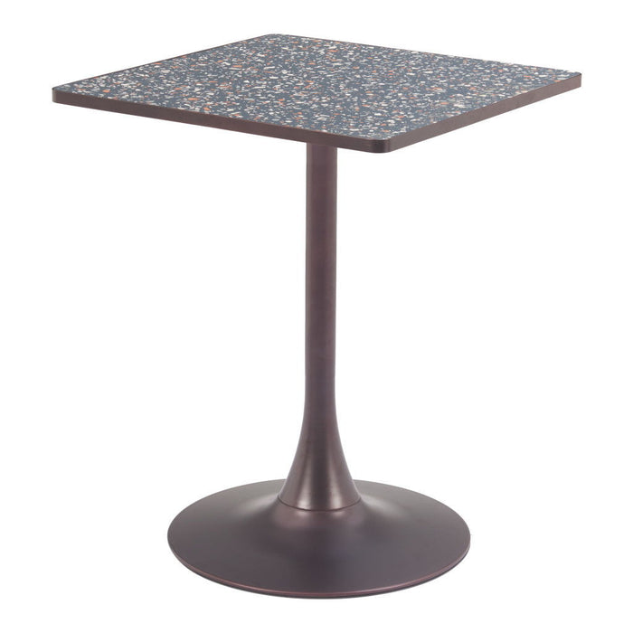 24" Steel Pedestal Base Square Dining Table - Black