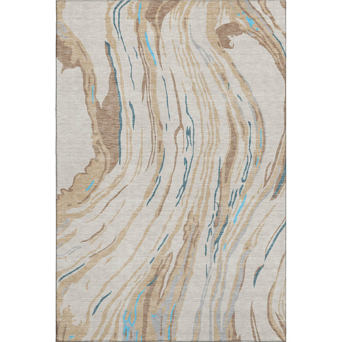 10' X 14' Abstract Washable Area Rug With UV Protection (681359) - Beige / Teal / Brown