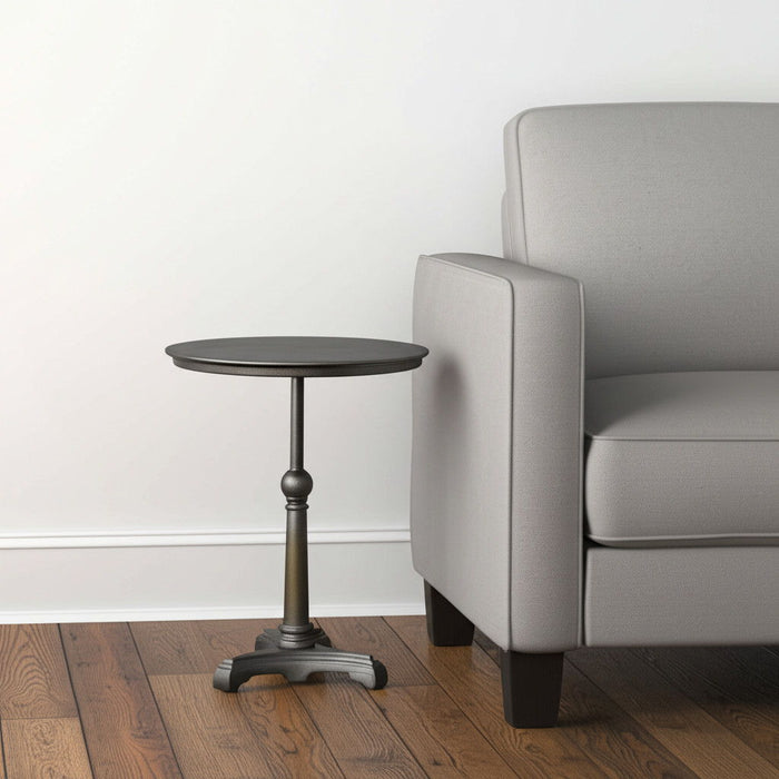 30" Iron Round Pedestal End Table - Brown