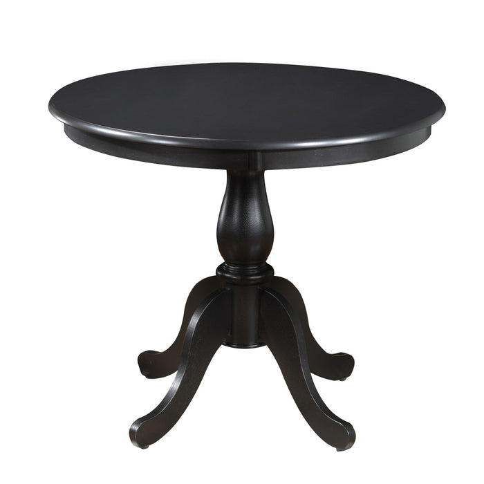 36" Rounded Solid Manufactured Wood And Solid Wood Pedestal Base Dining Table - Black