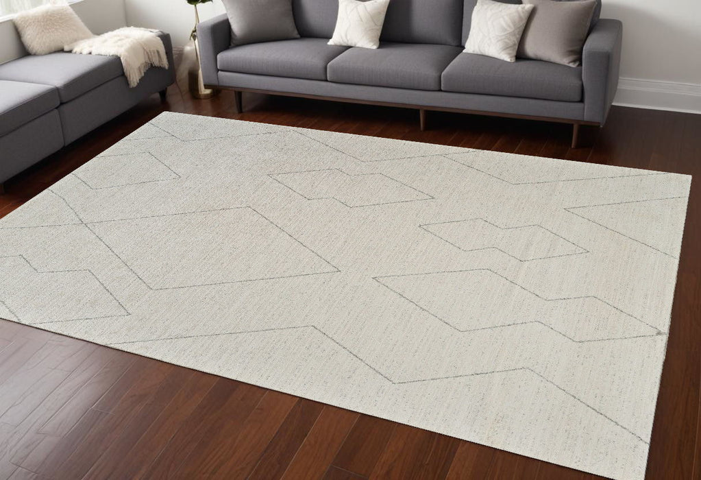 7.9' x 7.9' Abstract Distressed Area Rug - Cream