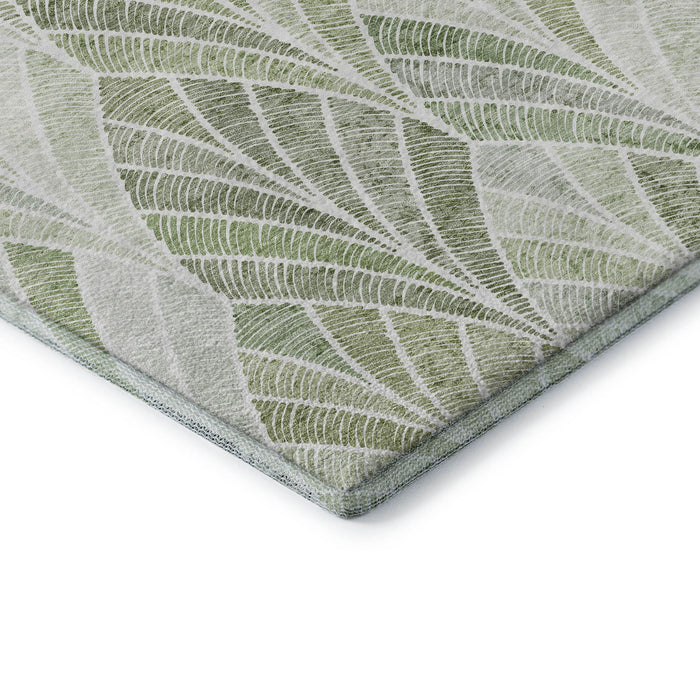 10' X 14' Geometric Washable Area Rug With UV Protection (667623) - Sage / Ivory