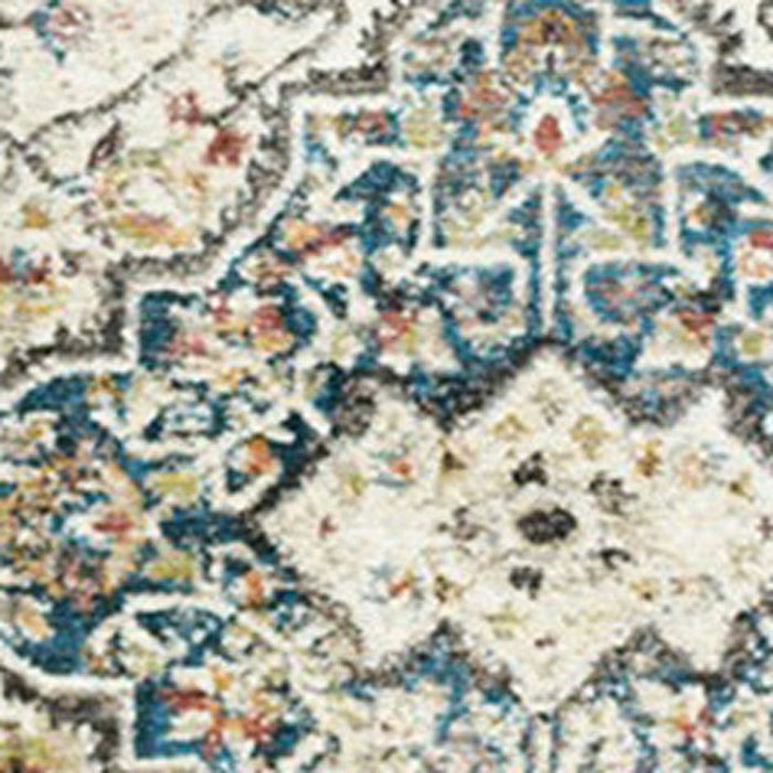 8' x 10' Oriental Distressed Area Rug With Fringe - Beige