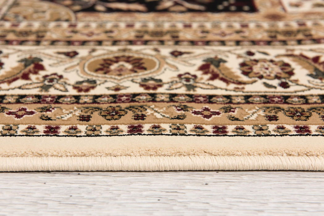 8' x 11' Oriental Power Loom Area Rug - Beige And Black
