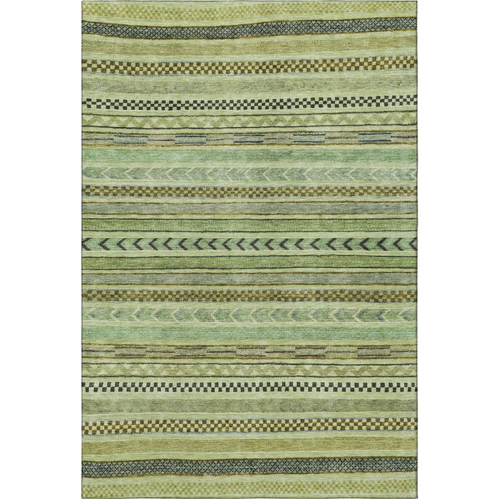 10' X 14' Striped Washable Area Rug With UV Protection (695156) - Artichoke Green / Gray / Sage