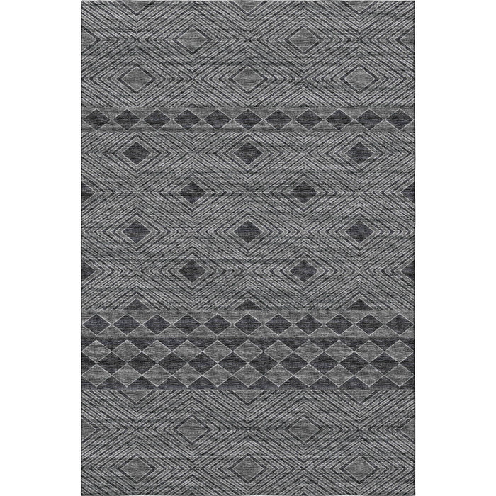 10' X 14' Geometric Washable Area Rug With UV Protection (644772) - Gray / Black