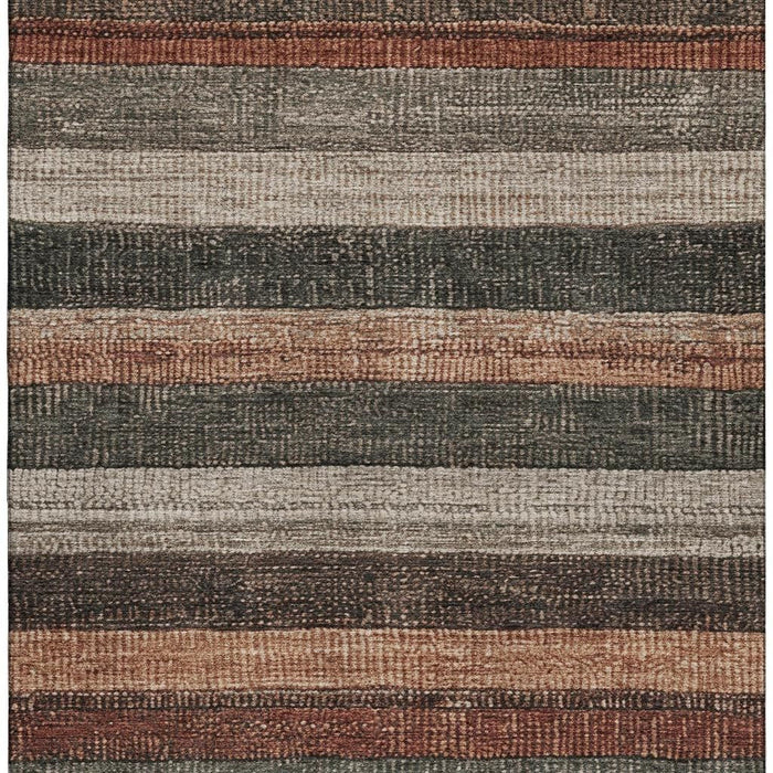 10' X 14' Striped Washable Area Rug With UV Protection (706217) - Rust / Gray / Beige