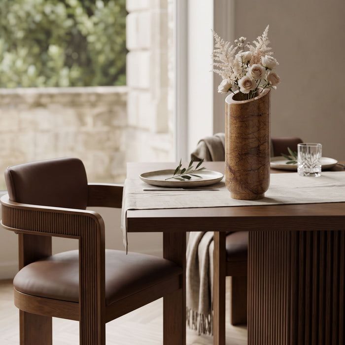 Marble vase from Meridian Furniture's Lochlan collection, featuring a sleek, polished genuine marble finish and elegant design.