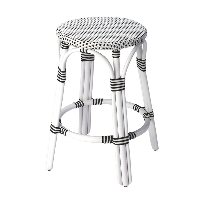 Rattan Backless Counter Height Bar Chair - Black And White