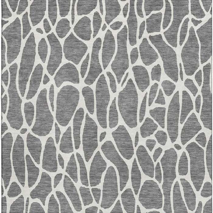 10' X 14' Geometric Washable Area Rug With UV Protection (680415) - Gray / Ivory
